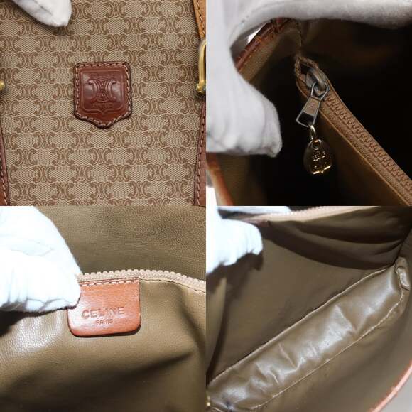 CELINE Macadam Canvas Tote Bag Pvc Beige Gold - Picture 11 of 13